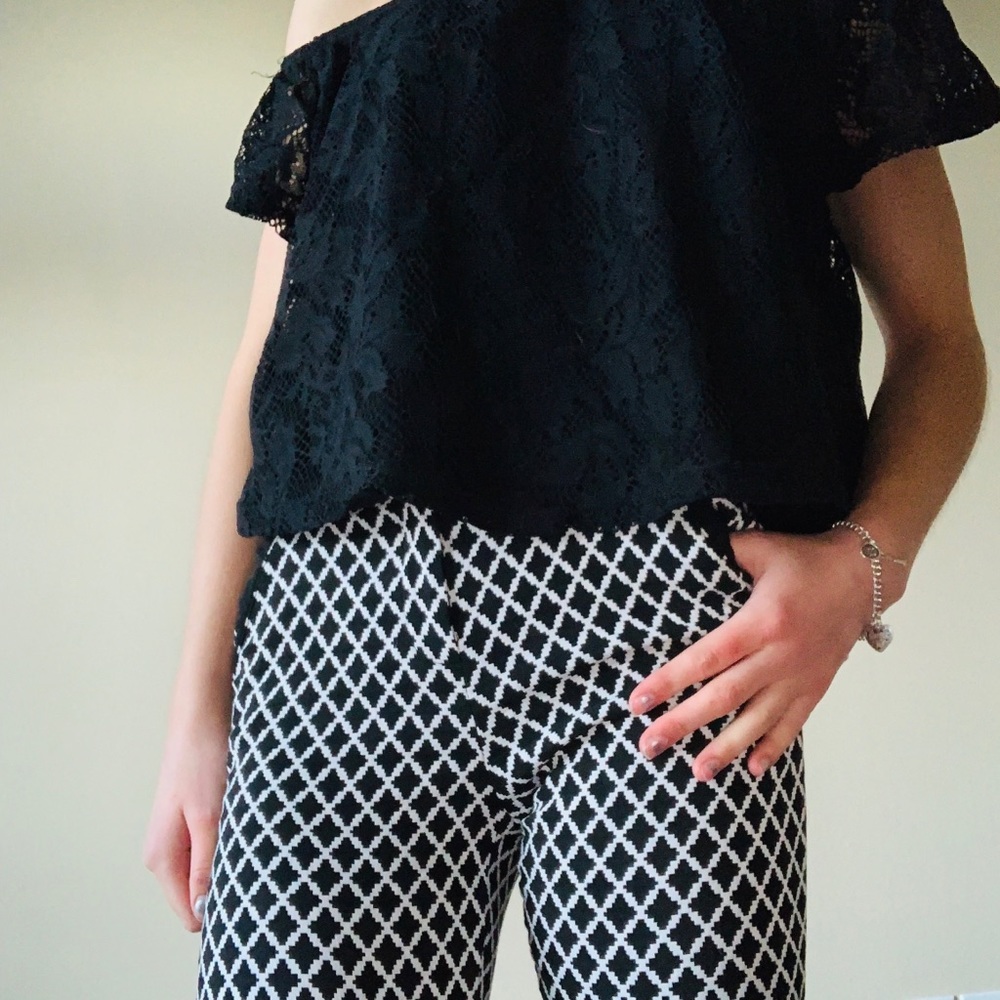 Off the shoulder lace crop top
